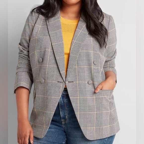 Lane Bryant Jackets & Blazers - Lane Bryant Double Breasted Plaid Blazer in Bastille Plaid Sz 18 NWT Office Wear